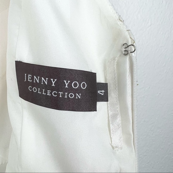 JENNY YOO Beckett Lace Dress, Ivory and Metallic Gold Lace, Size 4 - Picture 10 of 10